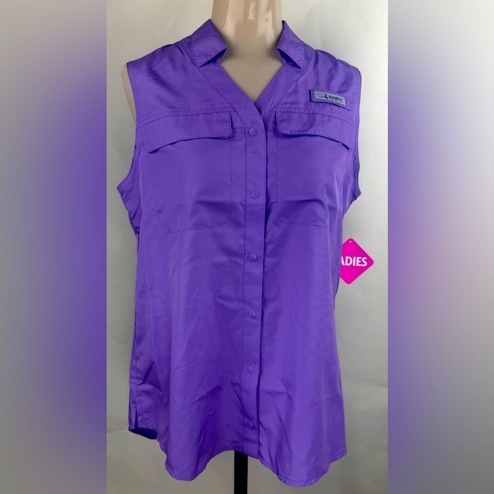 Habit Ladies Pike's Pier SLV/LESS Shirt Solar Fabric Sz Small LIGHT PURPLE NWT